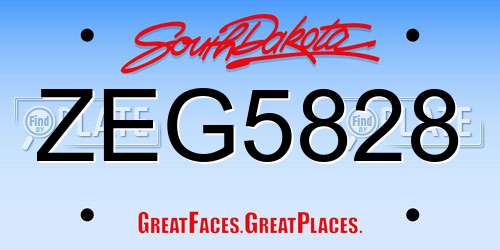 ZEG5828 South Dakota License Plate