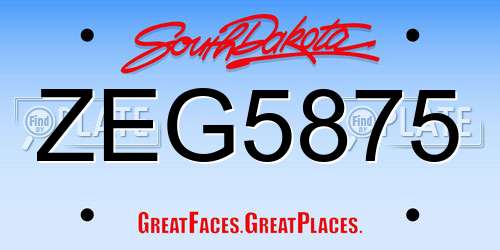 ZEG5875 South Dakota License Plate