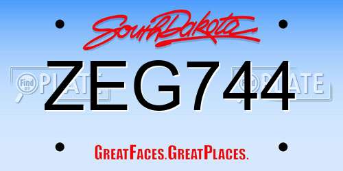 ZEG744 South Dakota License Plate