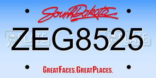 ZEG8525 South Dakota License Plate
