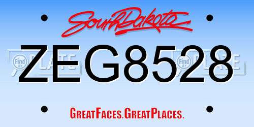 ZEG8528 South Dakota License Plate