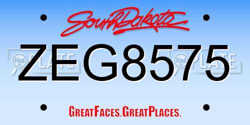 ZEG8575 South Dakota License Plate