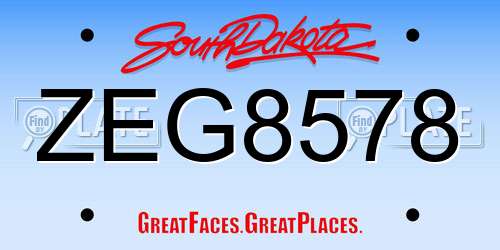 ZEG8578 South Dakota License Plate