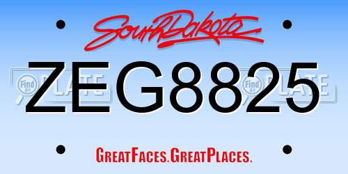 ZEG8825 South Dakota License Plate