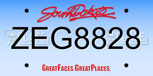 ZEG8828 South Dakota License Plate