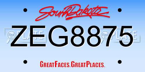 ZEG8875 South Dakota License Plate