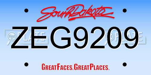 ZEG9209 South Dakota License Plate
