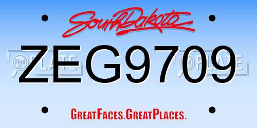 ZEG9709 South Dakota License Plate