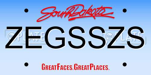 ZEGSSZS South Dakota License Plate