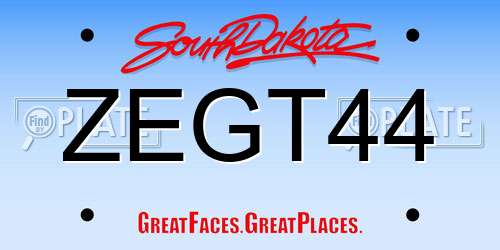 ZEGT44 South Dakota License Plate