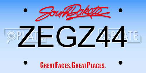 ZEGZ44 South Dakota License Plate