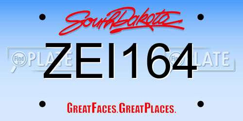 ZEI164 South Dakota License Plate