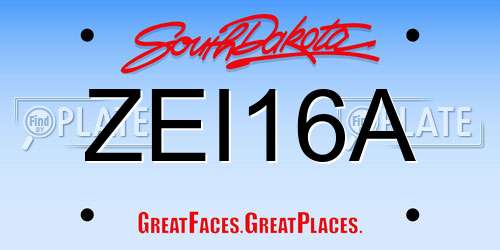 ZEI16A South Dakota License Plate