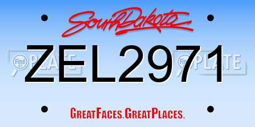 ZEL2971 South Dakota License Plate