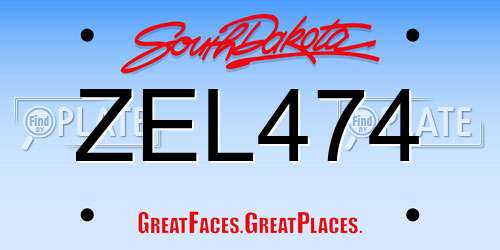 ZEL474 South Dakota License Plate
