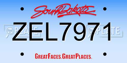 ZEL7971 South Dakota License Plate