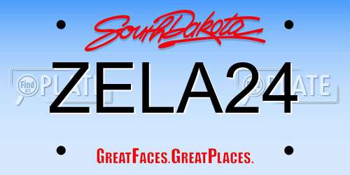 ZELA24 South Dakota License Plate