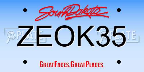 ZEOK35 South Dakota License Plate