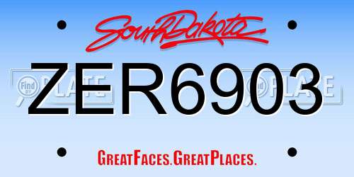 ZER6903 South Dakota License Plate