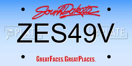 ZES49V South Dakota License Plate