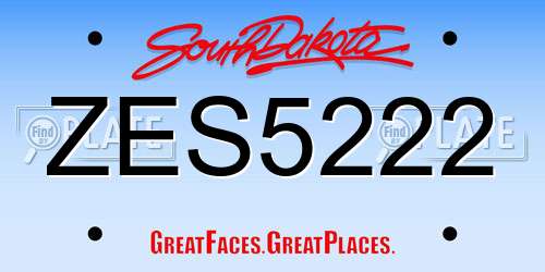 ZES5222 South Dakota License Plate