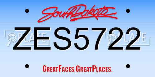 ZES5722 South Dakota License Plate