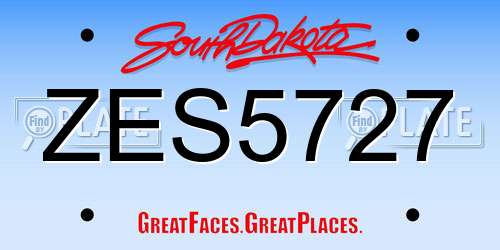 ZES5727 South Dakota License Plate