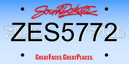 ZES5772 South Dakota License Plate