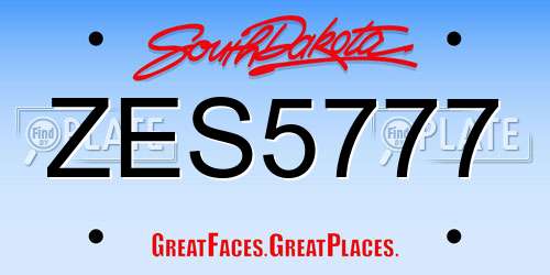 ZES5777 South Dakota License Plate