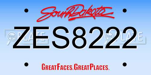 ZES8222 South Dakota License Plate
