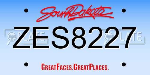 ZES8227 South Dakota License Plate