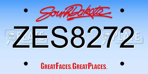 ZES8272 South Dakota License Plate