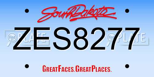 ZES8277 South Dakota License Plate
