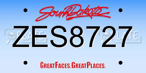 ZES8727 South Dakota License Plate