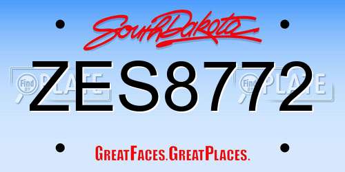 ZES8772 South Dakota License Plate