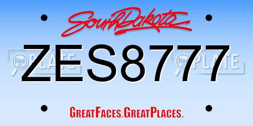 ZES8777 South Dakota License Plate