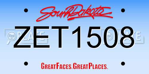 ZET1508 South Dakota License Plate