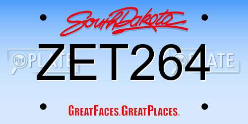 ZET264 South Dakota License Plate