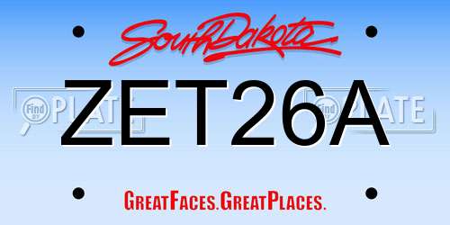 ZET26A South Dakota License Plate