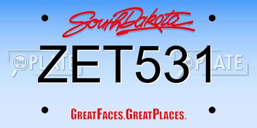 ZET531 South Dakota License Plate