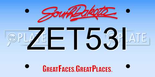 ZET53I South Dakota License Plate