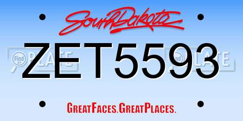 ZET5593 South Dakota License Plate