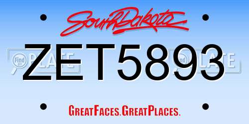 ZET5893 South Dakota License Plate