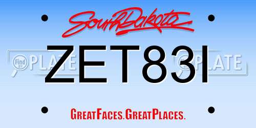 ZET83I South Dakota License Plate