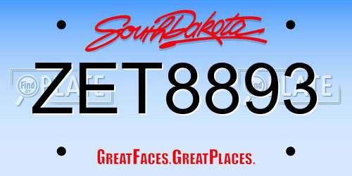 ZET8893 South Dakota License Plate