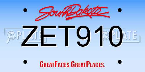 ZET910 South Dakota License Plate