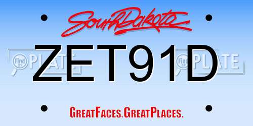 ZET91D South Dakota License Plate