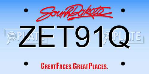 ZET91Q South Dakota License Plate