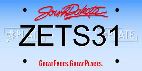 ZETS31 South Dakota License Plate