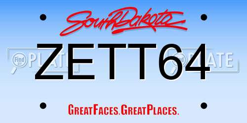 ZETT64 South Dakota License Plate